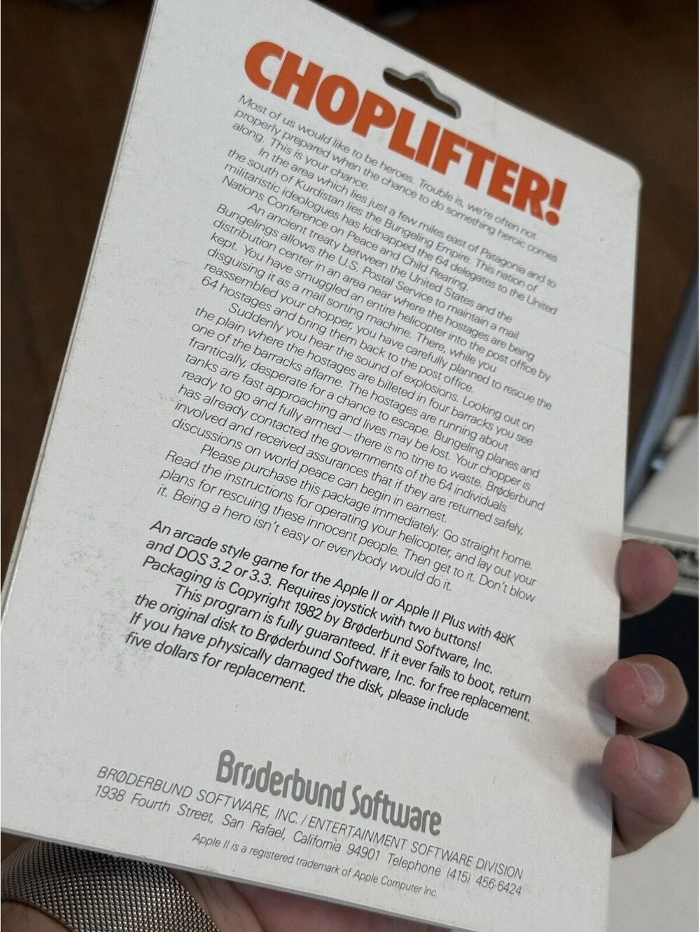 COMMODORE 64 - Broderbund CHOPLIFTER With Manual , Looks Good ( Untested)